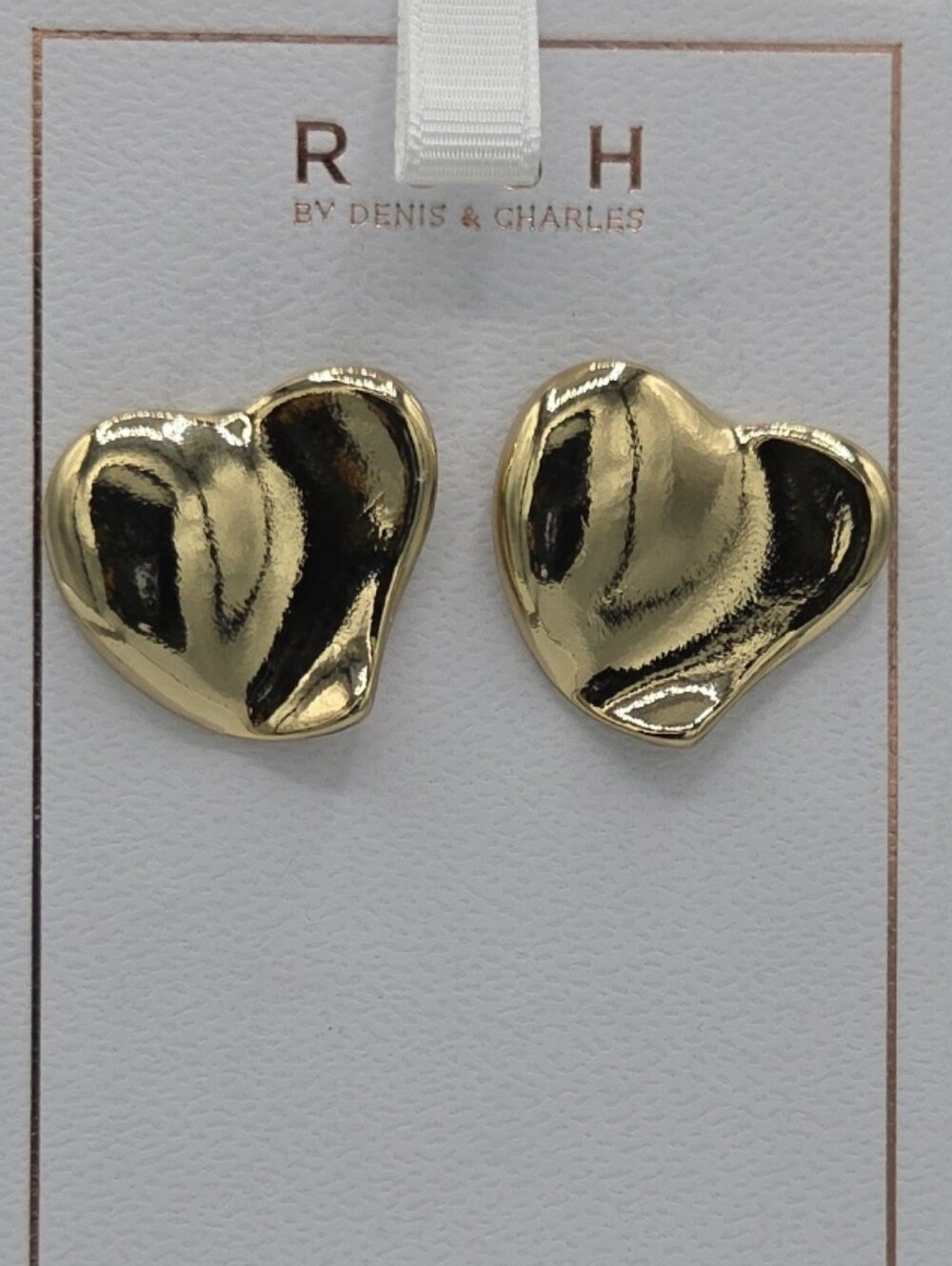 5 for $25! RUSH by Denis & Charles Gold Tone Heart Stud Earrings